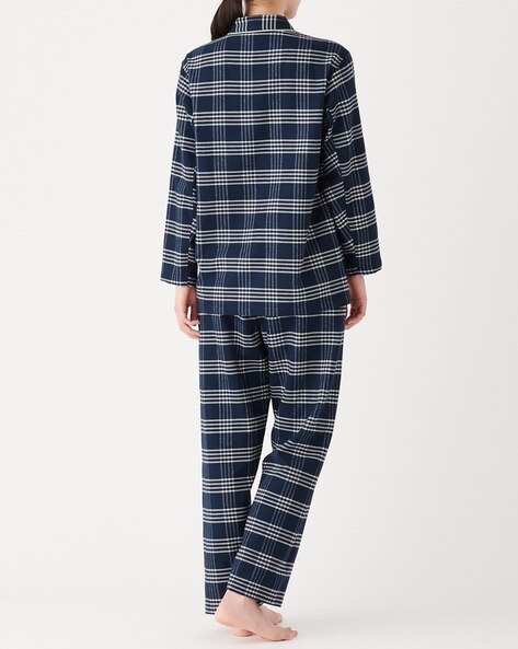 MUJI Men's Side-Seamless Flannel Pajamas