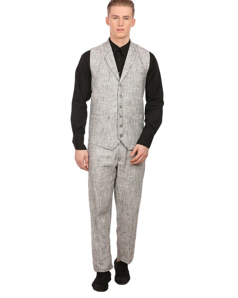 Buy Men Suits 3 Piece Slim Fit Single ed One Button Lake Dark Grey Tuxedo  Suit Blazer Waistcoat Trousers(Dark Grey,X-Larger) Online at desertcartINDIA