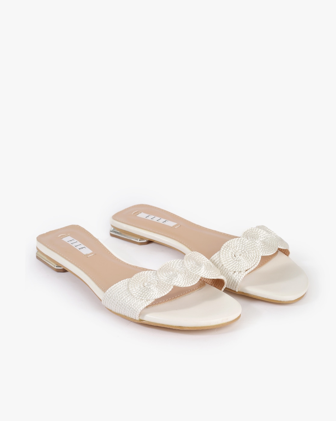 Braided Ankle Strap Flat Sandals White | Street Style Store | SSS