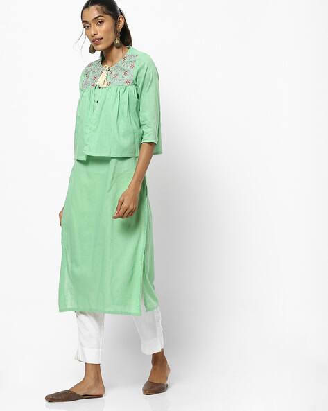 pista colour kurta for women