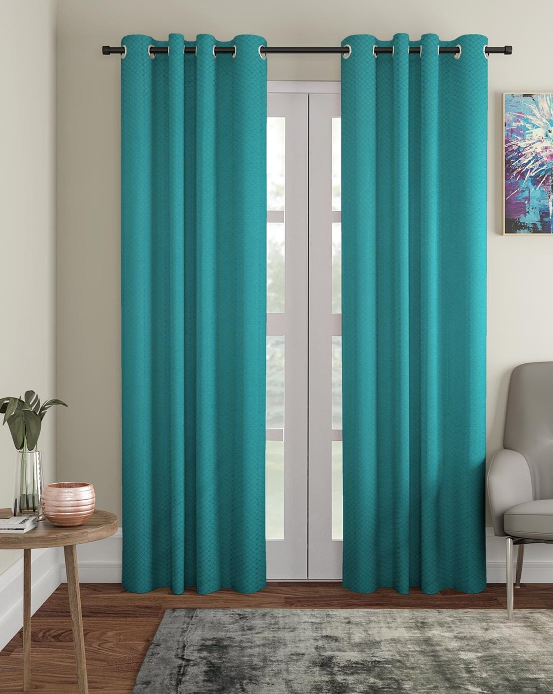 Buy Turquoise Curtains Accessories For Home Kitchen By Soumya Online Ajiocom