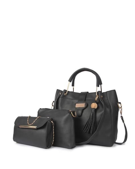 Textured Handbag with Pouches