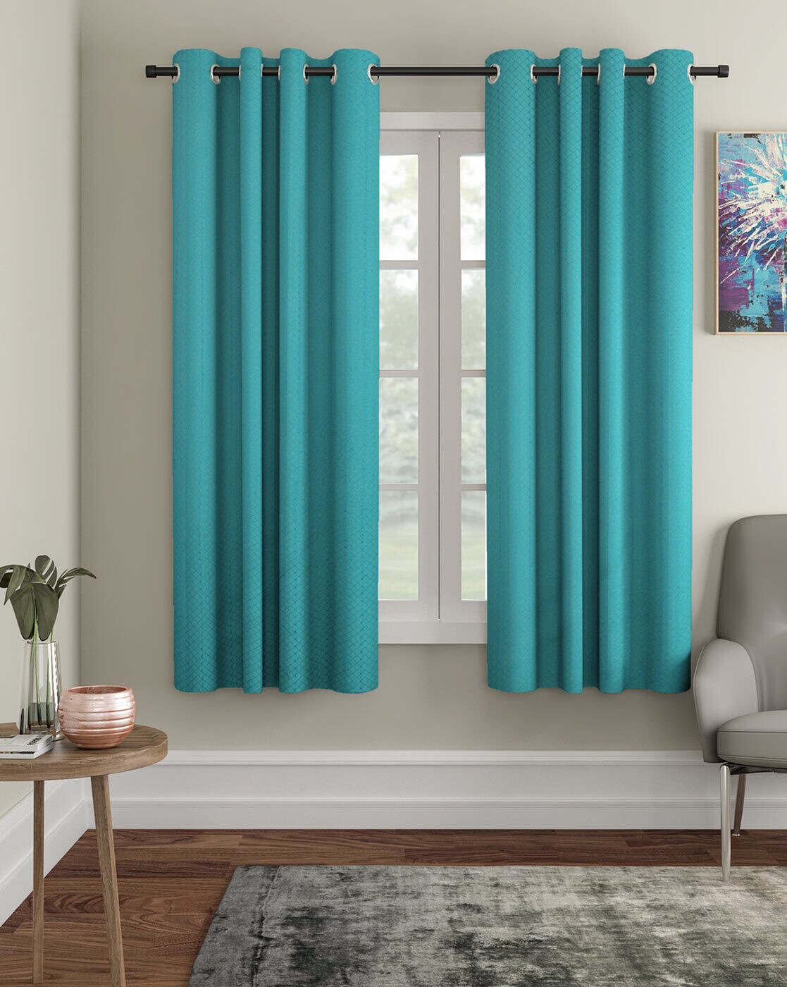 Buy Turquoise Curtains Accessories For Home Kitchen By Soumya Online Ajiocom