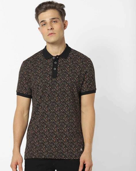 Speckled Polo T-shirt with Vented Hemline