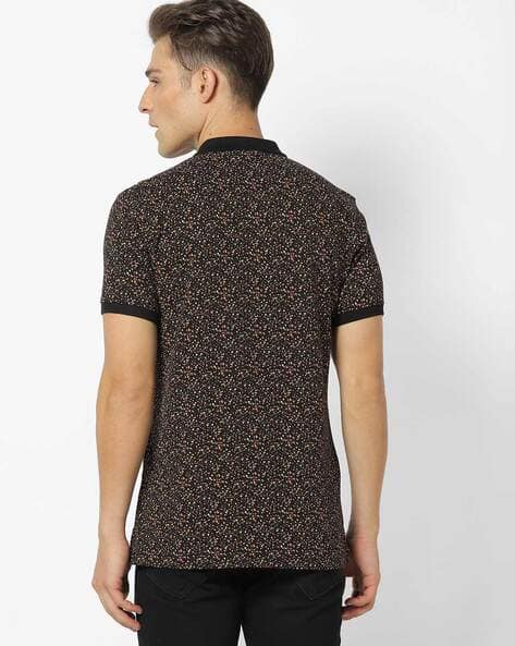 Speckled Polo T-shirt with Vented Hemline (Image - 2)