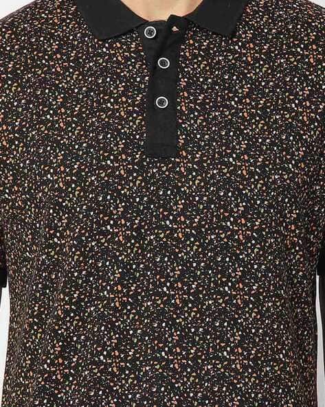 Speckled Polo T-shirt with Vented Hemline (Image - 1)