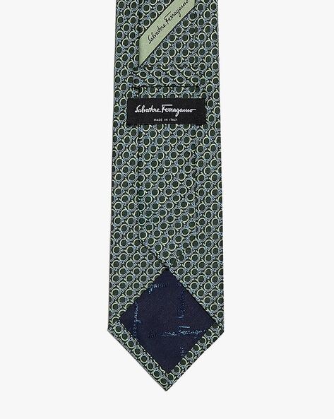 Mens Accessories Ties Ferragamo Gancini Print Silk Tie in Green for Men 