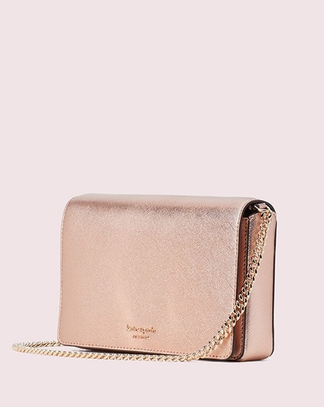 KATE SPADE Rose Gold/Pink Glitter and Leather Shoulder Bag