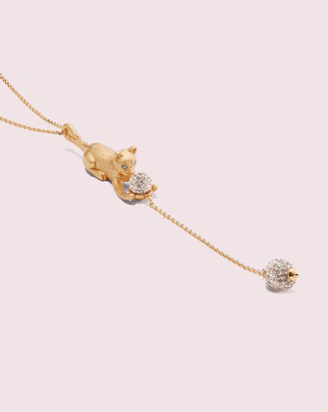 Buy KATE SPADE House Cat Pave Y Necklace | Gold-Toned Color Women | AJIO  LUXE