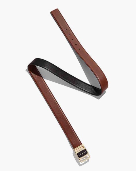 Reversible and adjustable Gancini belt, brown