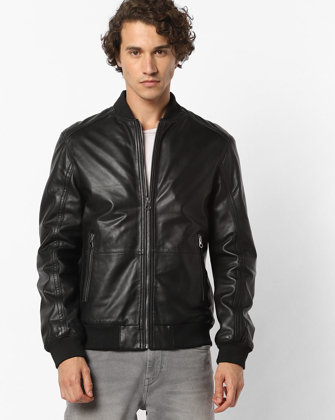 zip front bomber jacket