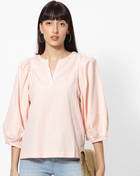 Blouse with Notched Neckline