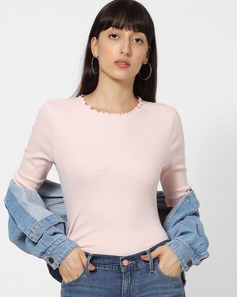 Knitted Top with Frilled Hems