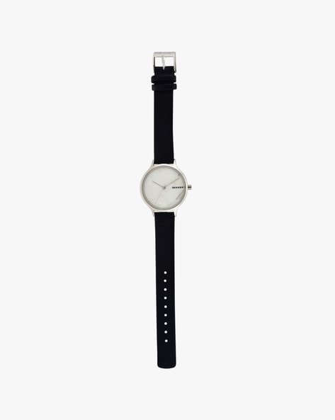 Skagen watch 2025 black leather strap