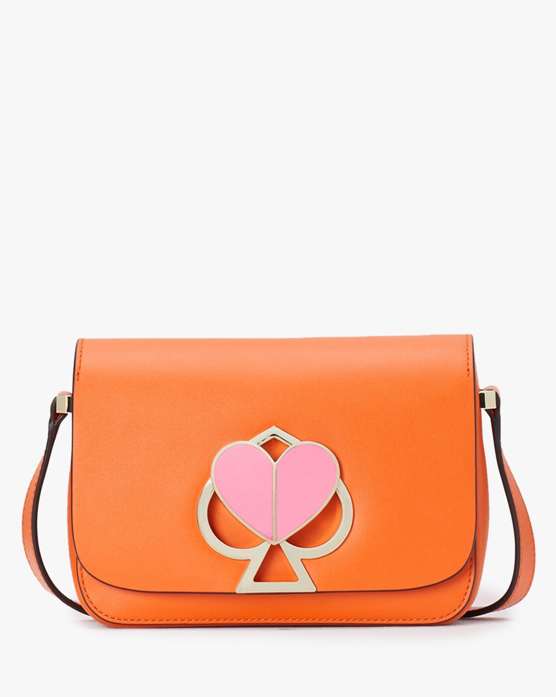 KATE SPADE TENLEY FLICKER CROSSBODY HANDBAG leather PATENT ORANGE PINK  MARASCHIN