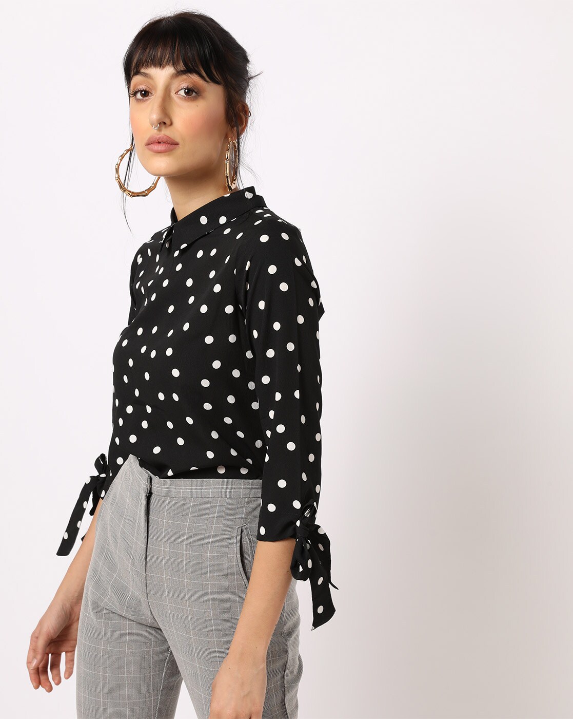 Tan polka 2025 dot top