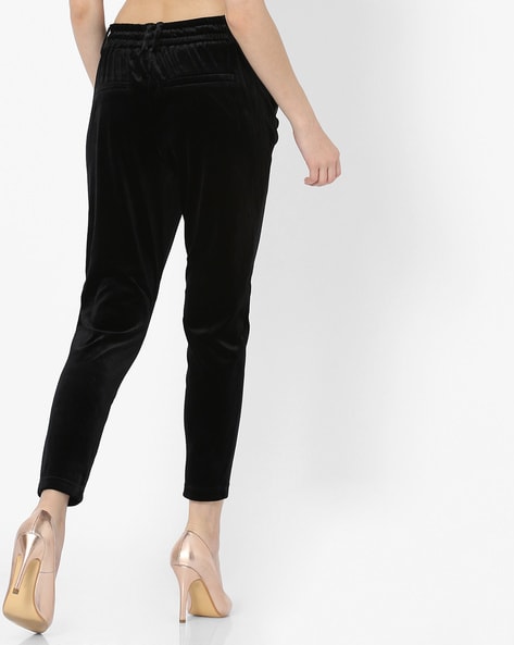 LTS Womens Tall Straight Leg Velvet Black Trousers  Long Tall Sally