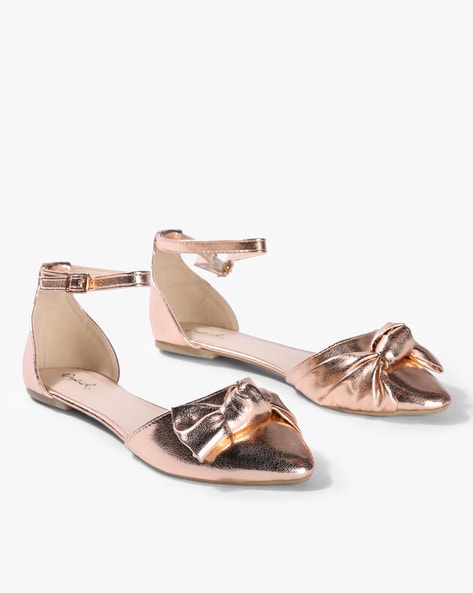 rose gold pointed toe flats