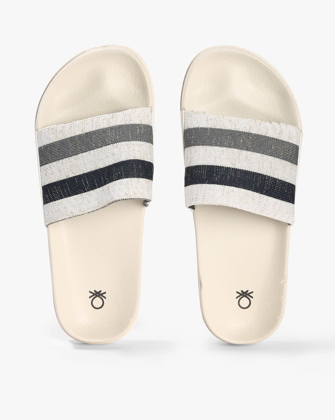 black and white striped slippers