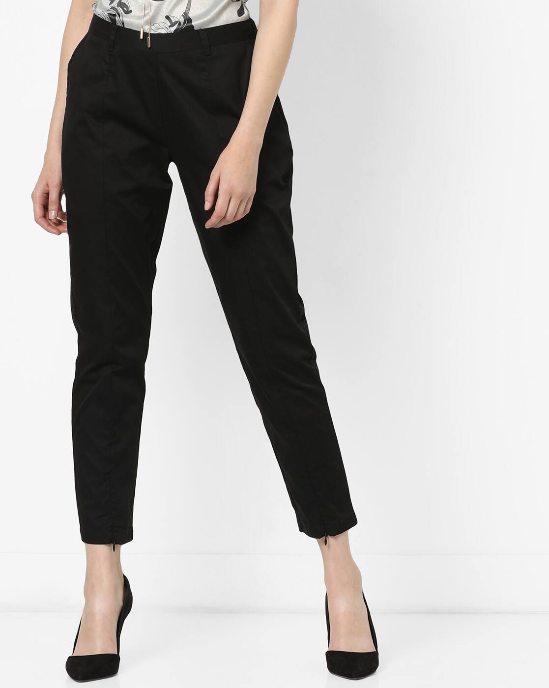 Buy Black Trousers u0026 Pants for Women by AJIO Online | Ajio.com