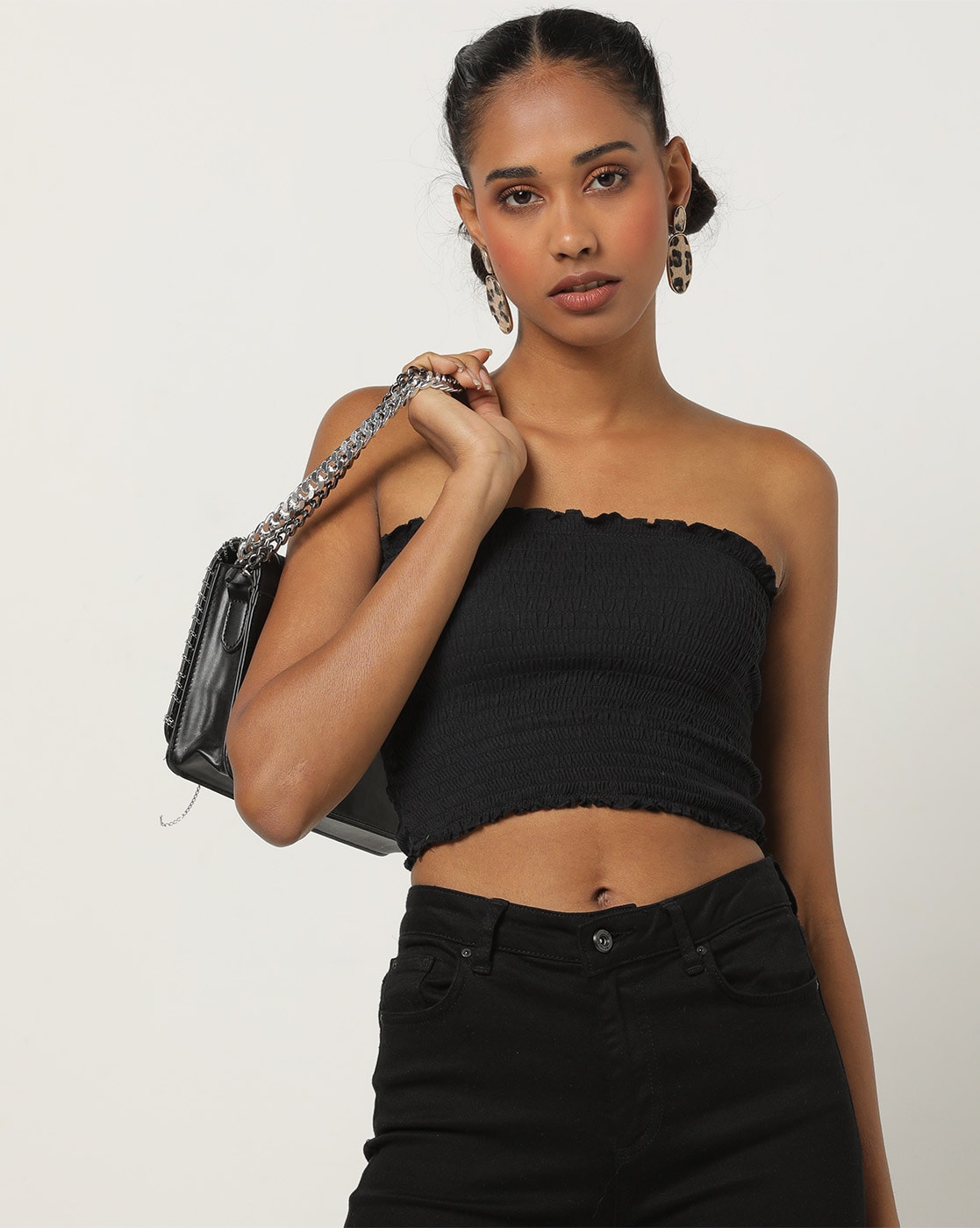 Smocked tube top bralette black - ShopperBoard