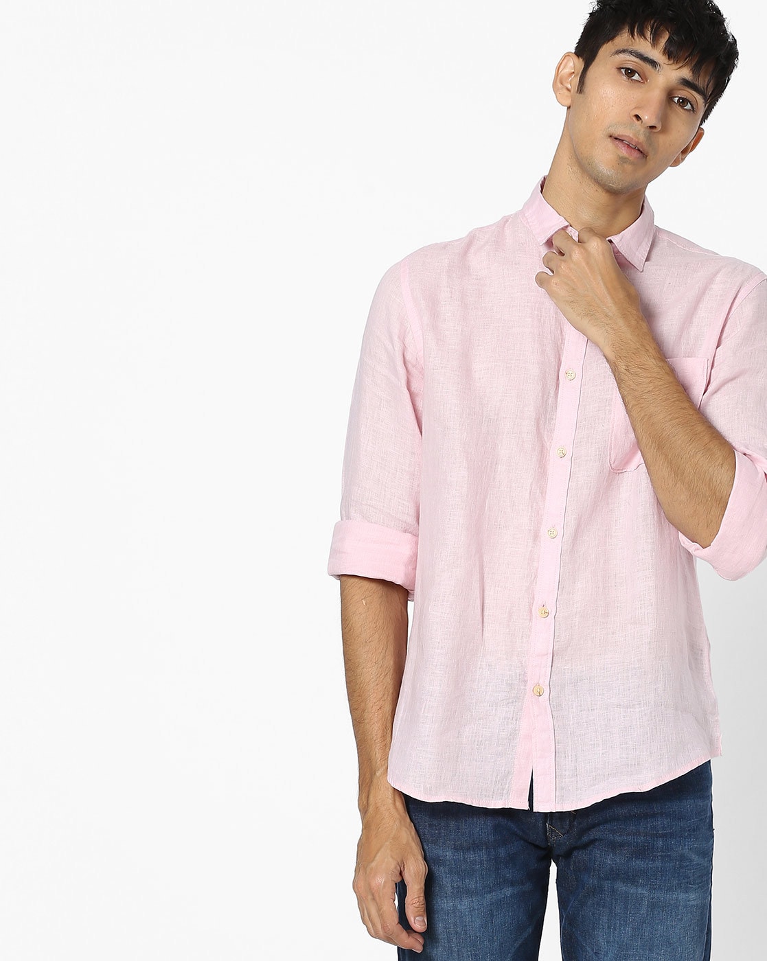 pink shirt combination jeans