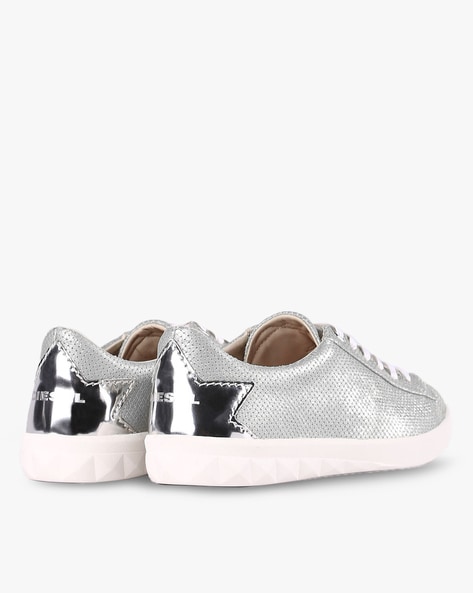 Sparkly Silver Sneakers and Shoe Box for 18 Inch Dolls