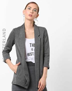 Textured Blazer with Notched Lapels