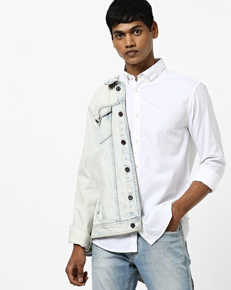 Buy celio* White Regular Fit Mandarin Collar Jacket for Men's Online @ Tata  CLiQ