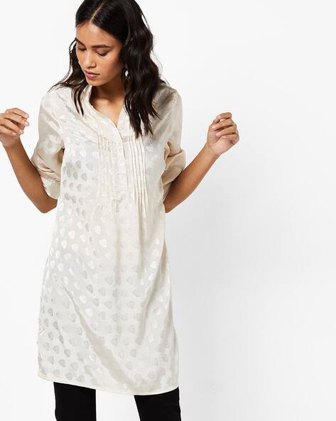 Embroidered Tunic With Mandarin Collar By Oxolloxo ( Beige )
