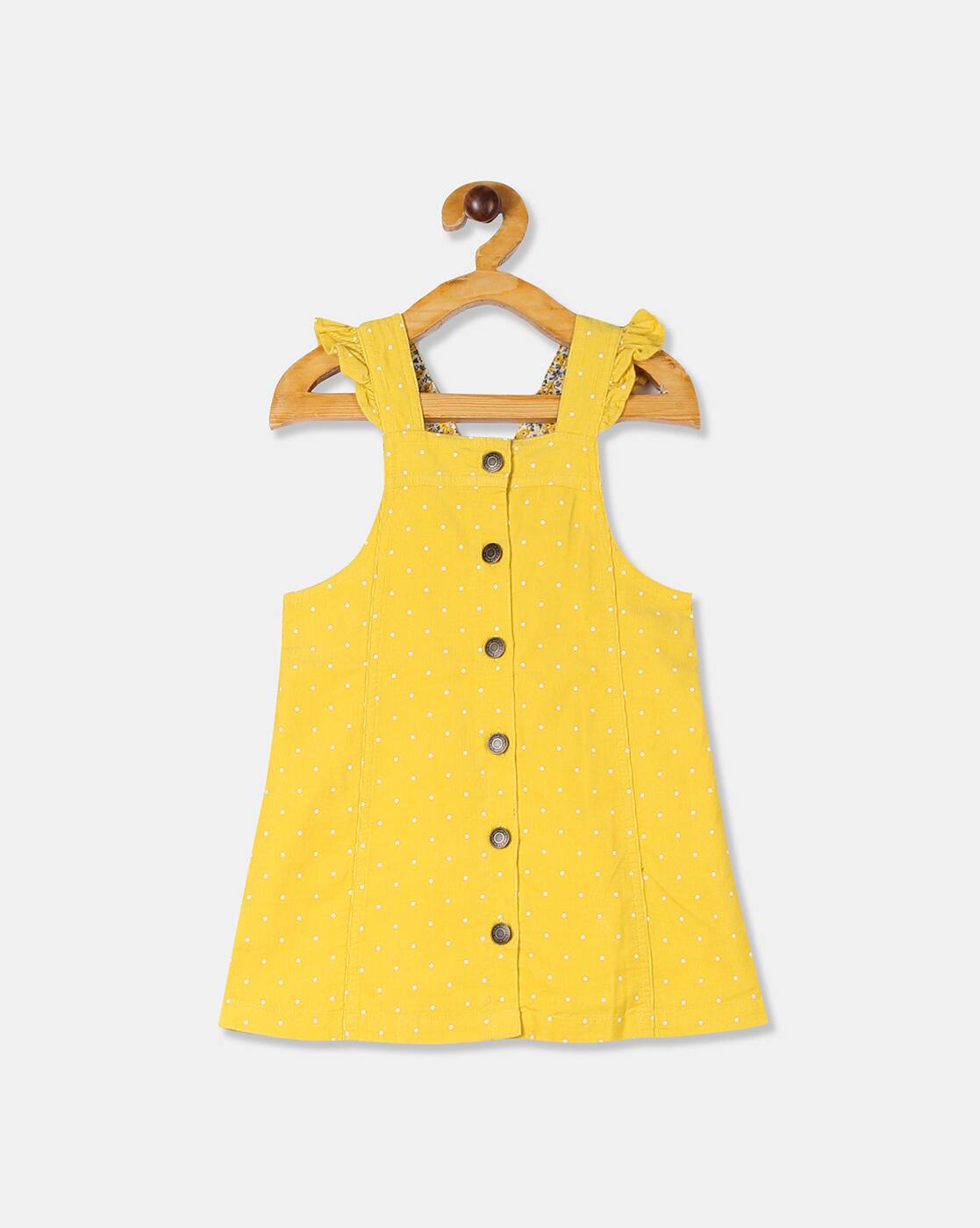 yellow dungaree dress