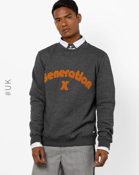 charcoal grey crew neck sweatshirt