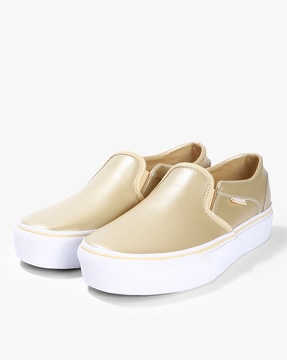 vans gold slip on shoes