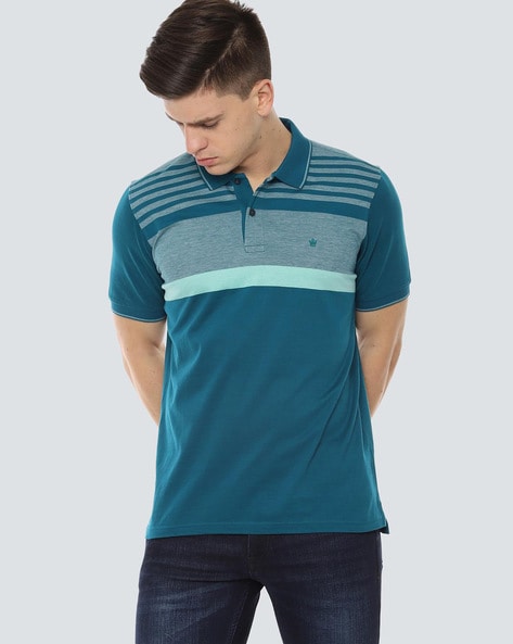 Buy Louis Philippe Striped Polo Collar T Shirt - Tshirts for Men