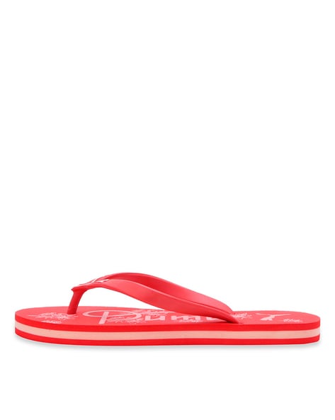 puma red flip flops