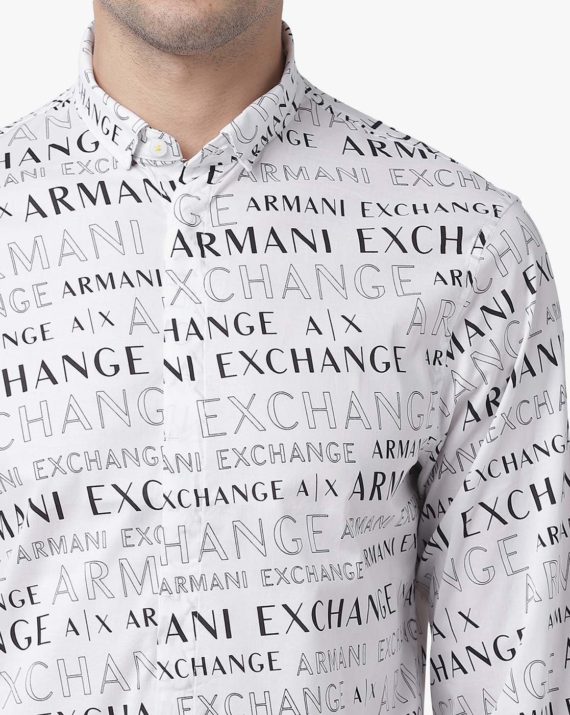 armani exchange white button up