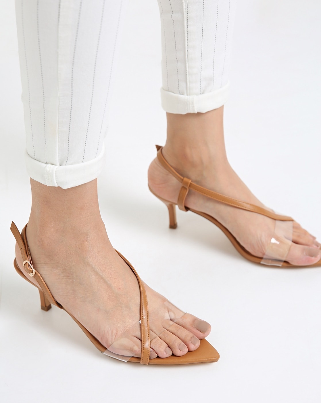 clear kitten heel sandals