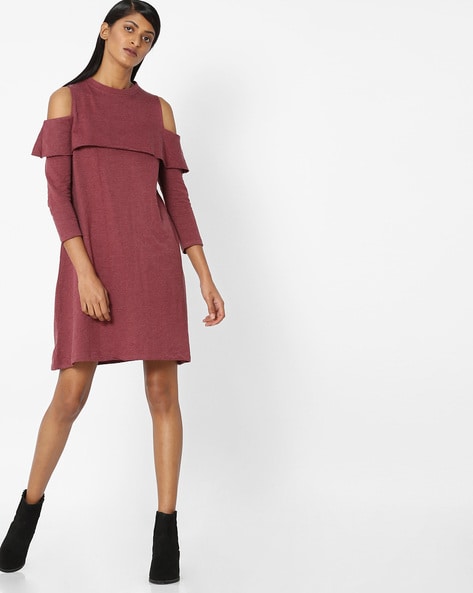 Maroon cold sale shoulder dress