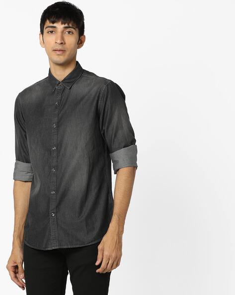 charcoal grey denim shirt