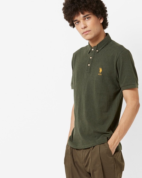 collar t shirt green