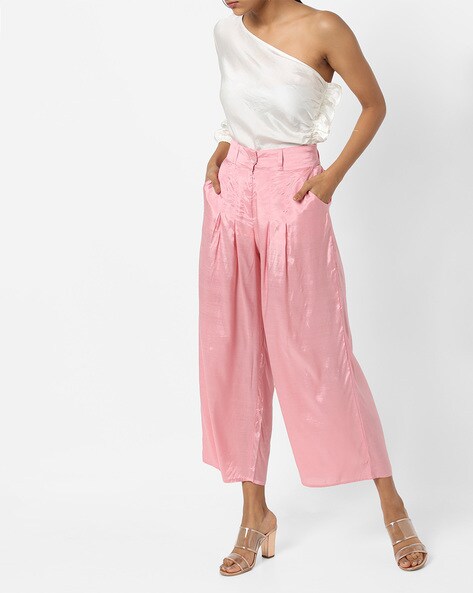 Cropped Palazzo Pants with Pleats Price in India