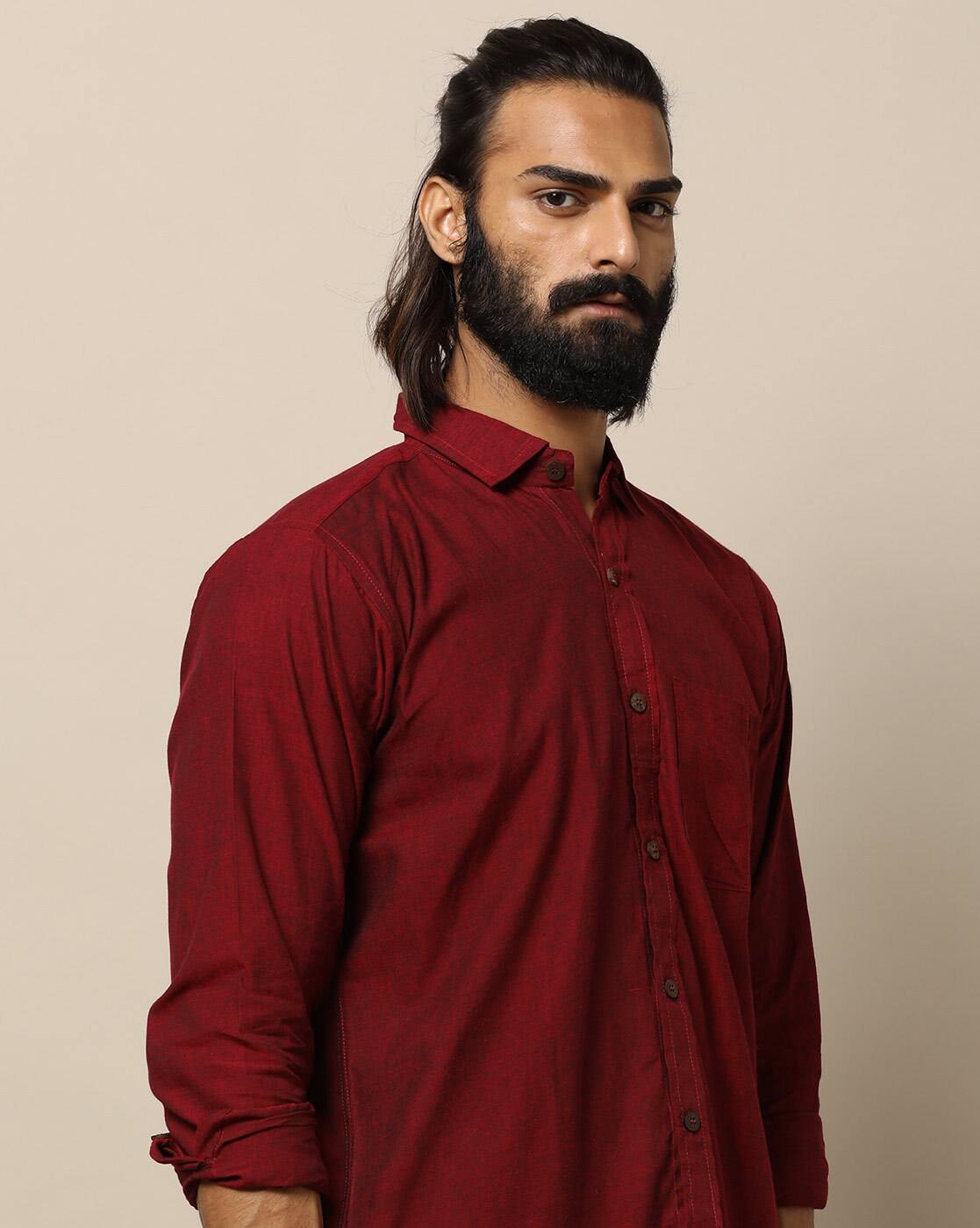 Buy Maroon Shirts Kurtas For Men By Indie Picks Online Ajio Com
