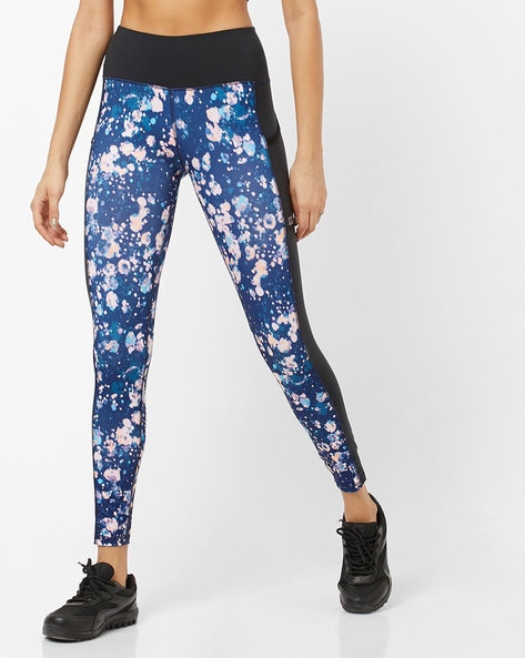 Blue printed cotton leggings - Aarika - 4075108