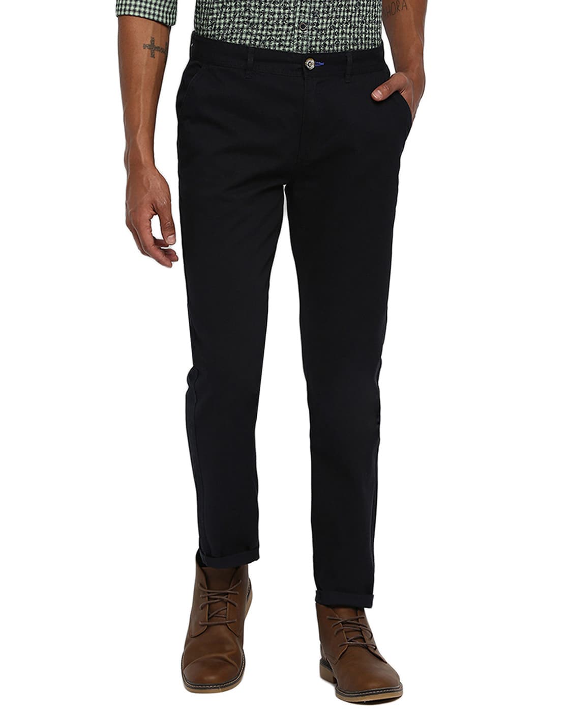 Buy STOP Khaki Printed Cotton Stretch Slim Fit Men's Trousers | Shoppers  Stop