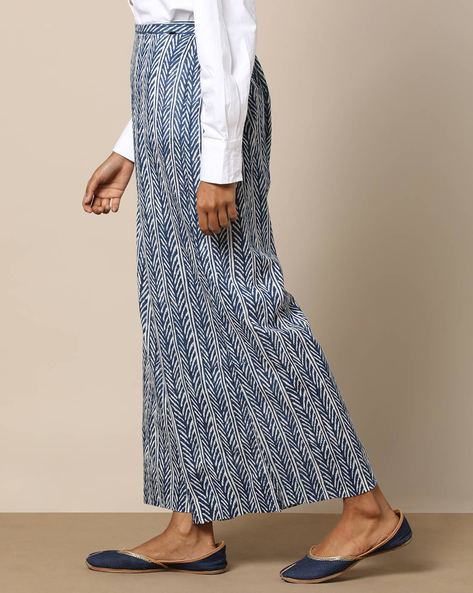 Indigo Cotton Palazzo Pants