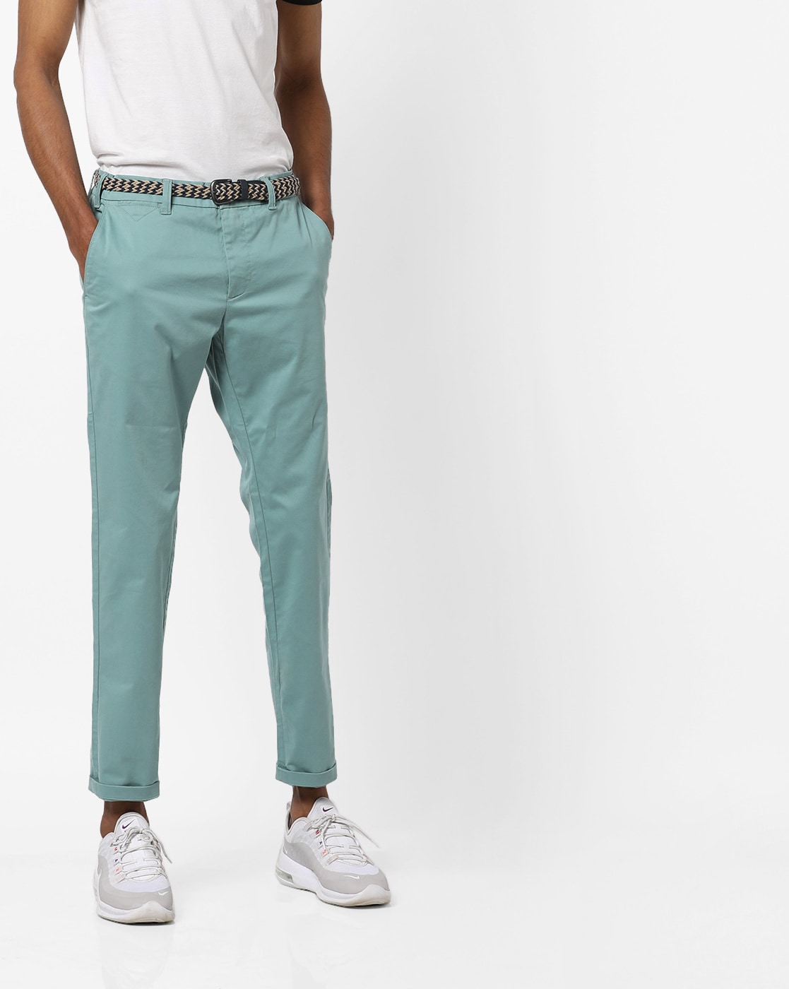 Buy Seagreen Trousers & Pants for Men by NETPLAY Online | Ajio.com
