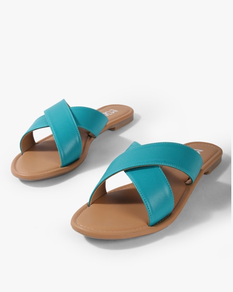 teal flat sandals