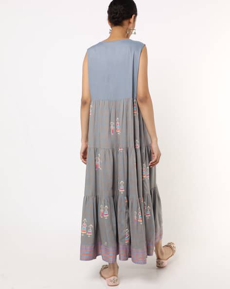 Printed Tiered A-line Midi Dress (Image - 2)