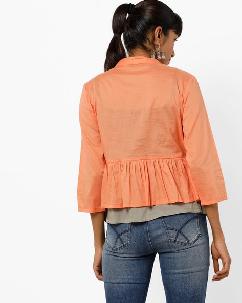 Layered Cotton Top in Orange