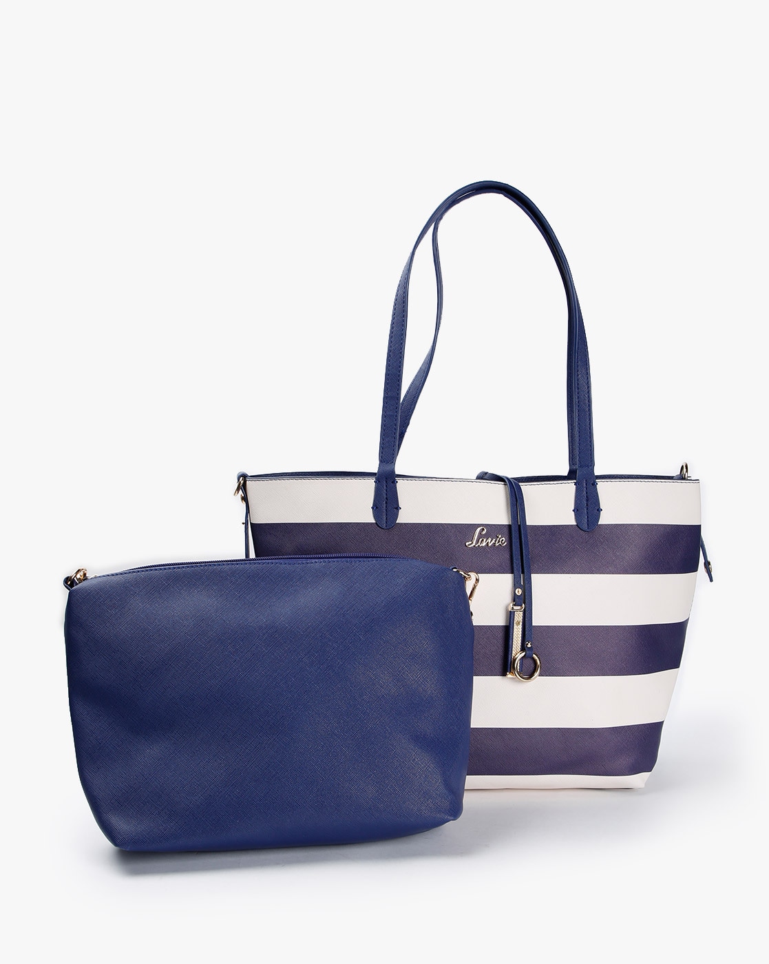 blue and white handbags